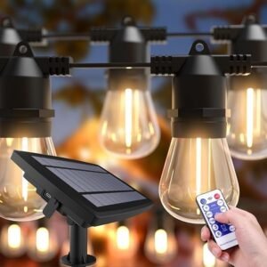 10M Solar String Lights – 20 Warm White LED Bulbs, Waterproof Outdoor Decorative Lighting with Remote for Garden, Patio & Balcony